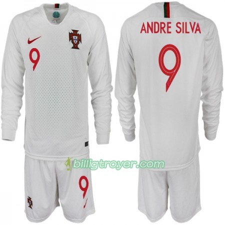 Billige Fotballdrakter Portugal ANDRE SILVA 9 Barn VM 2018 Bortedraktsett Langermet